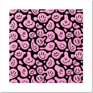 Pink Liquid Smiley Faces Posters and Art